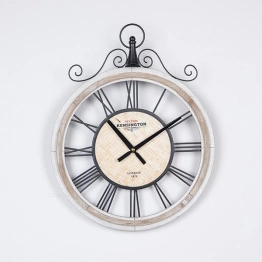 Ρολόι Τοίχου Ξύλινο-Μεταλλικό Αντικέ Natural-Μαύρο 40x4,5x50εκ. ESTHETI 753-10049