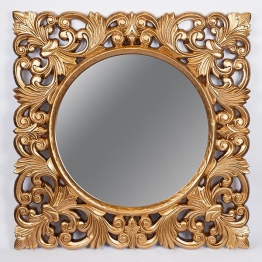 Καθρέπτης Επιτοίχιος Polyresin Χρυσός 90x90x4εκ. ESTHETI 751-12053