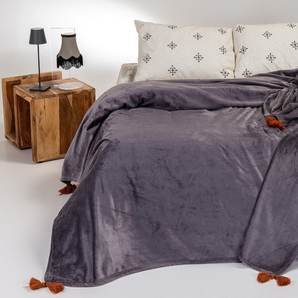 Κουβέρτα Flannel Υπέρδιπλη 220x240εκ. Berlin Dark Grey Melinen 20001938