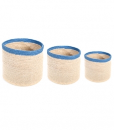 Καλάθι Σετ 3τμχ Sea Grass Natural-Μπλε 25x20εκ.-22x19εκ.-20x18εκ. MSA 20-73-306