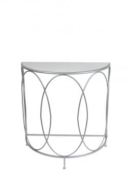 Κονσόλα Μεταλλική Οβάλ Ασημί Με Τζάμι Καθρέπτη 75x37,5x81εκ. Zen Collection 25.54.52041