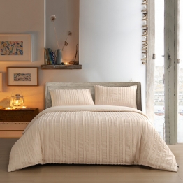 Σετ Παπλωματοθήκη Microfiber Υπέρδιπλη 225x240εκ. Luna Ecru Melinen 20003794