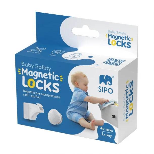 Μαγνητική Ασφάλεια Συρταριών-Ντουλαπιών Σετ 4τμχ ABS Sipo SIP-SBS-M4