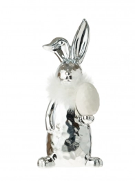 Πασχαλινός Διακοσμητικός Λαγός Κεραμικός Λευκός-Ασημί 7,7x7,1x16,8εκ. Zen Collection 25.7.51194