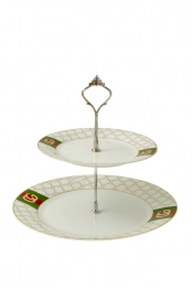 Ορντερβιέρα 2 Όροφη Πορσελάνης Πράσινο-Χρυσό 26,7εκ.-19εκ. Zen Collection 22.26.48102