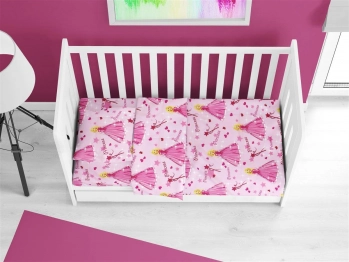 Σετ Σεντόνια 3τμχ Polycotton Κούνιας 120x160εκ. Princess 392 Pink DimCol