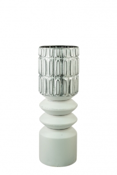Βάζο Μεταλλικό Ασημί-Λευκό 13,5x13,5x40,5εκ. Zen Collection 24.38.51030