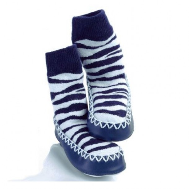Καλτσοπαντόφλες Βαμβακερές 12-18 Μηνών Mocc ons Blue Zebra Sock Ons MO12