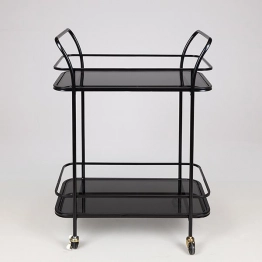 Τραπεζάκι Τρόλεϊ Μεταλλικό-Γυάλινο Μαύρο 54x33x84εκ. ESTHETI 750-39545