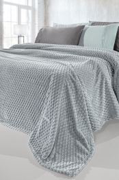 Σετ 2τμχ Κουβέρτα Μονή Velour Fleece 160x240εκ. Με Διακοσμητική Μαξιλαροθήκη Smoothie Silver Guy Laroche