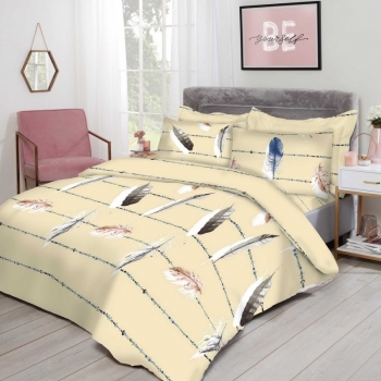 Σετ Σεντόνια Polycotton Υπέρδιπλα 220x240εκ. Εμπριμέ Pluma Yellow 24home