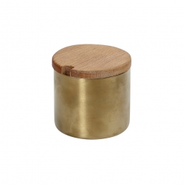 Δοχείο Με Καπάκι Ανοξείδωτο-Ξύλινο Χρυσό ESPIEL 7x7x6,7εκ. SUT110