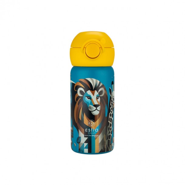 Θερμός Παιδικό Ανοξείδωτο Με Καλαμάκι Jungle 350ml-7x7x18εκ. Estia 01-27537