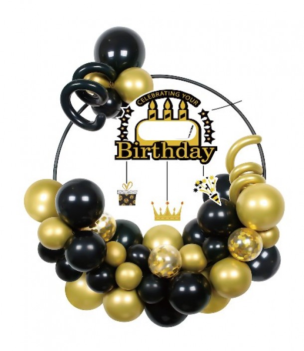 Σετ Μπαλόνια 49τμχ Celebrating Your Birthday Μαύρο-Χρυσό 2437468