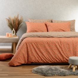 Σετ Σεντόνια Polycotton Διπλά Με Λάστιχο 150x200+32εκ. Cesare Apricot Casual Line Melinen 20005286