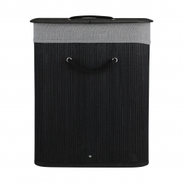 Καλάθι Απλύτων Πτυσσόμενο Bamboo 40x30x50εκ.-60lt Μαύρο Essentials Estia 02-34597