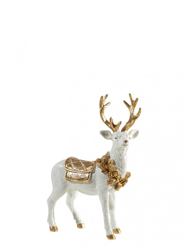 Χριστουγεννιάτικος Διακοσμητικός Τάρανδος Polyester Λευκός-Χρυσός 14,5x6,5x19εκ. Zen Collection 25.36.51902