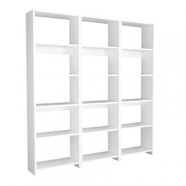 Βιβλιοθήκη Rabuku pakoworld σε λευκή απόχρωση 146x22x160εκ