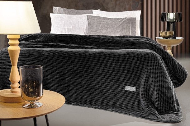Κουβέρτα Ultrasoft Ζακάρ Υπέρδιπλη 220x240εκ. Cheval Anthracite Guy Laroche