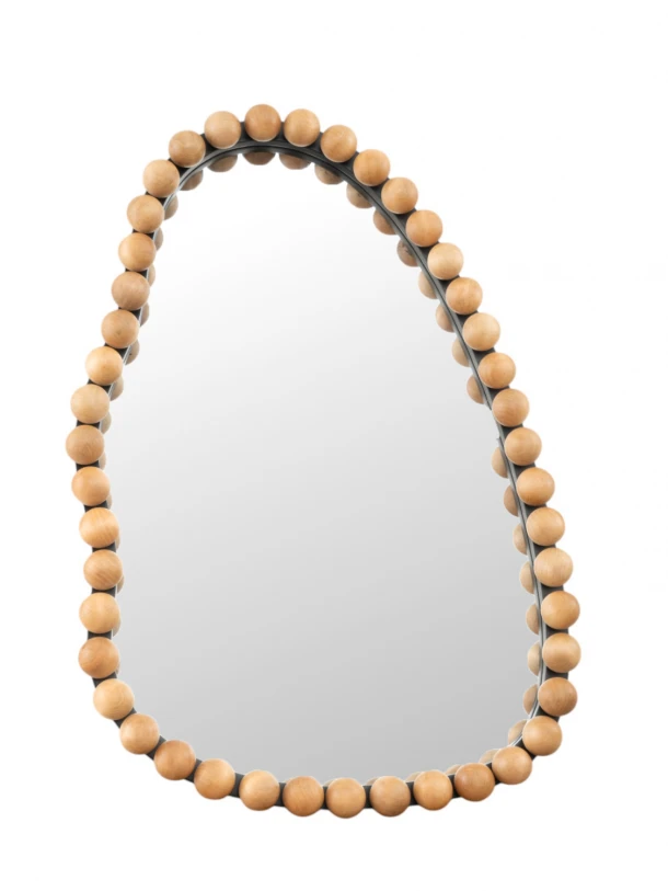 Καθρέπτης Ξύλινος Με Μπίλιες Μπεζ-Καφέ 61x7x91,5εκ. Zen Collection 25.18.51619