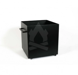 Ξυλιέρα Τετράγωνη 35x35x35εκ. Με Ρόδες Σιδερένια Μασίφ Black