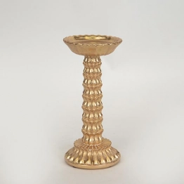 Κηροπήγιο Νούφαρο Polyresin Χρυσό 10,5x10,7x22,8εκ. ESTHETI 752-26035