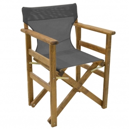 Καρέκλα-πολυθρόνα σκηνοθέτη Retto pakoworld μασίφ ξύλο οξιάς καρυδί-πανί μαύρο-γκρι
