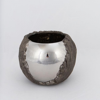 Κασπώ Κεραμικό Ασημί-Καφέ 18,5x18,5x15εκ. ESTHETI 752-18071