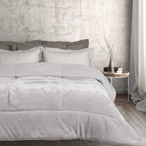 Κουβερτοπάπλωμα Fleece-Sherpa Υπέρδιπλο 220x240εκ. Blankets 1182 Ice Grey Das Home