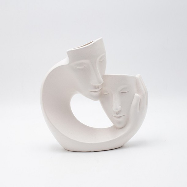 Διακοσμητικό Επιτραπέζιο Πρόσωπα Κεραμικό Λευκό 21x8x21εκ. ESTHETI 819-00567