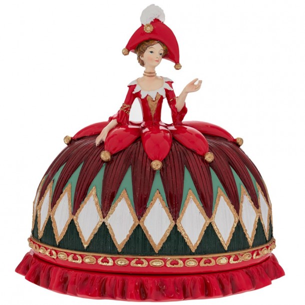 Χριστουγεννιάτικη Μπισκοτιέρα Βασίλισσα Polyresin Κόκκινη 26,5x17x26εκ. iliadis 90789