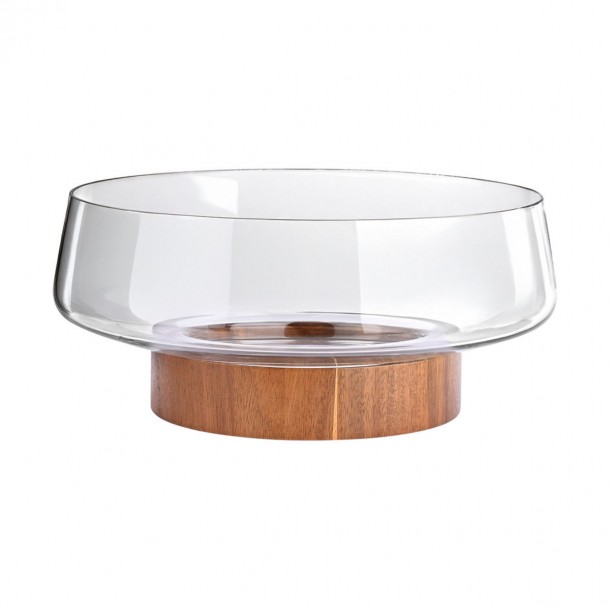 Σαλατιέρα Γυάλινη Με Ξύλινη Βάση Allure 26x16x12,7εκ. Estia 01-36614