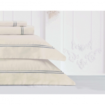 Σετ Σεντόνια Βαμβακοσατέν King 260x270εκ. Bar 12 Beige-Ecru Makis Tselios