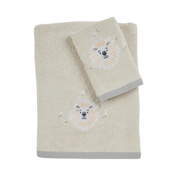 Σετ Πετσέτες 2τμχ Βαμβακερές Με Κέντημα Fun 4979 Taupe Das Baby