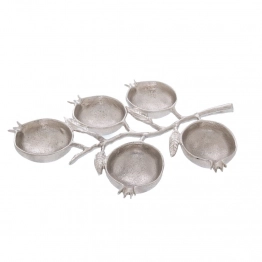 Διακοσμητικός Δίσκος Ρόδι Αλουμινίου Ασημί 37x26x4εκ. iliadis 86779