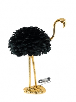 Φωτιστικό Επιτραπέζιο Πουλί Χρυσό-Μαύρο Με Πούπουλα 40x70εκ. Zen Collection 25.33.51802