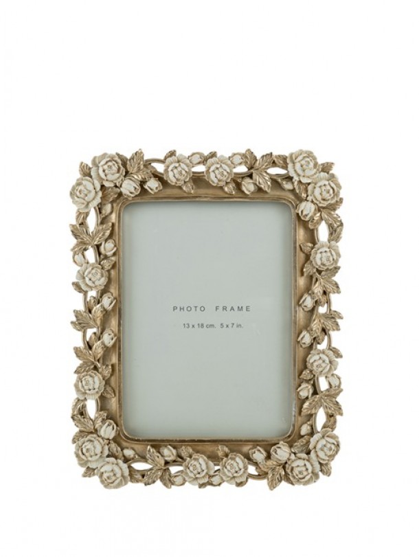 Κορνίζα Polyester Σαμπανί Με Μπεζ Τριαντάφυλλα 13x18εκ. Zen Collection 25.50.52355