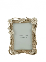 Κορνίζα Polyester Σαμπανί Με Μπεζ Λουλούδια 13x18εκ. Zen Collection 25.50.52357