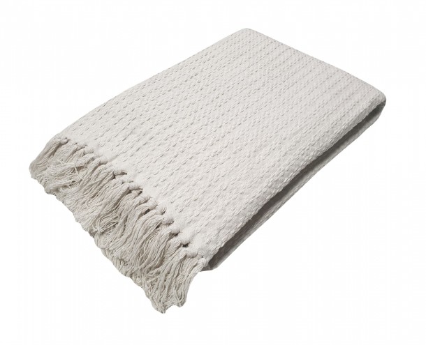 Ριχτάρι Υφαντό Polycotton Τριθέσιος 180x300εκ. White-White Komvos Home 7012071-4