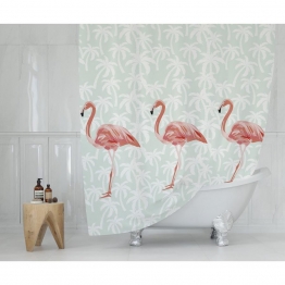 Κουρτίνα Μπάνιου Polyester Γαλάζια Flamingos 180x200εκ. Max Home BTLTR006442