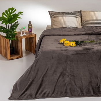 Κουβέρτα Flannel Υπέρδιπλη 220x240εκ. Tokyo Brown-Grey Melinen 20001928