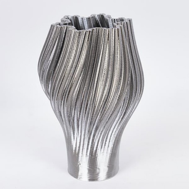 Βάζο Πορσελάνης 3D Ασημί 19,5x19,5x30εκ. ESTHETI 752-21094