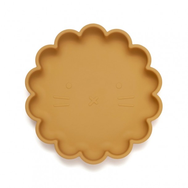 Πιάτο Σιλικόνης Με Βεντούζα Lion Ochre 18x18x3εκ. Petit Monkey PTM-SP6