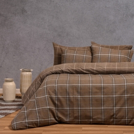 Σετ Σεντόνια Βαμβακερά King Size Με Λάστιχο 180x200+32εκ. Diego Mocca Ultra Line Melinen 20004156