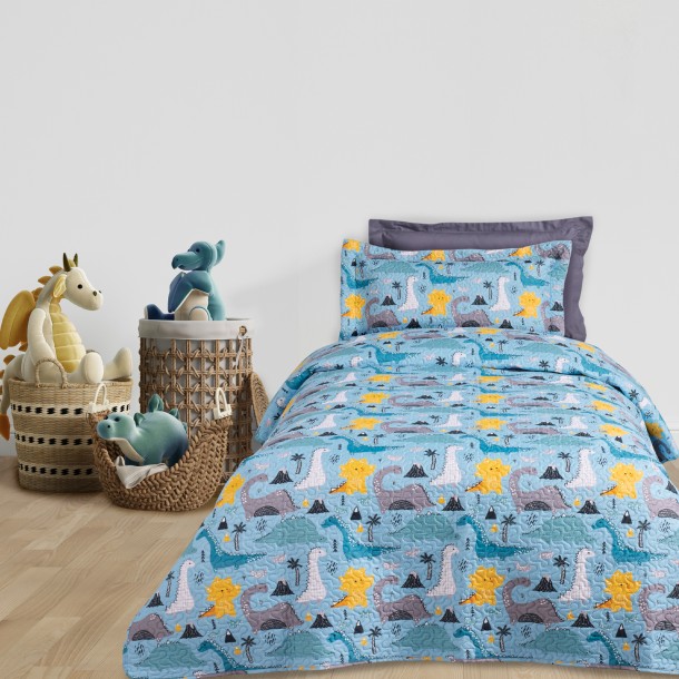 Κουβερλί Microfiber Μονό 160x240εκ. Kid Line 4928 Μπλε-Γκρι Das Kids
