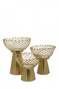 Σετ 3τμχ Διακοσμητικό Επιτραπέζιο-Φρουτιέρα Μεταλλικό Χρυσό 20x35εκ./25x30εκ./30x25εκ. Zen Collection 24.4.48603