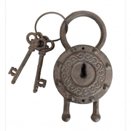 Διακοσμητική Κλειδαριά Με Κλειδιά Μαντεμένια Αντικέ 10x3,5x19,5εκ. ESTHETI 819-00743