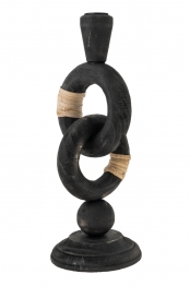 Κηροπήγιο Ξύλινο Με Κύκλους Μαύρο 12x31εκ. Zen Collection 24.15.50063