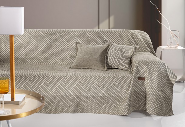 Ριχτάρι Πολυθρόνας 180x150εκ. Polycotton Chenille Goya Taupe Guy Laroche