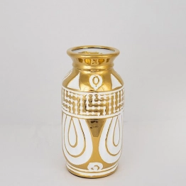 Βάζο Κεραμικό Λευκό-Χρυσό 14x28εκ. ESTHETI 752-20074